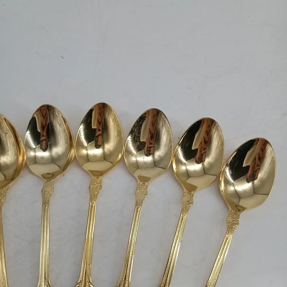 10X Tbsp Cambridge Gold Royal Fashion Table Spoons Flatware